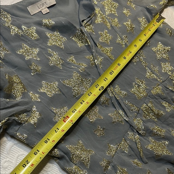 LOFT Gray Dress with Gold Star Design. Lined. Size Medium - Picture 12 of 12